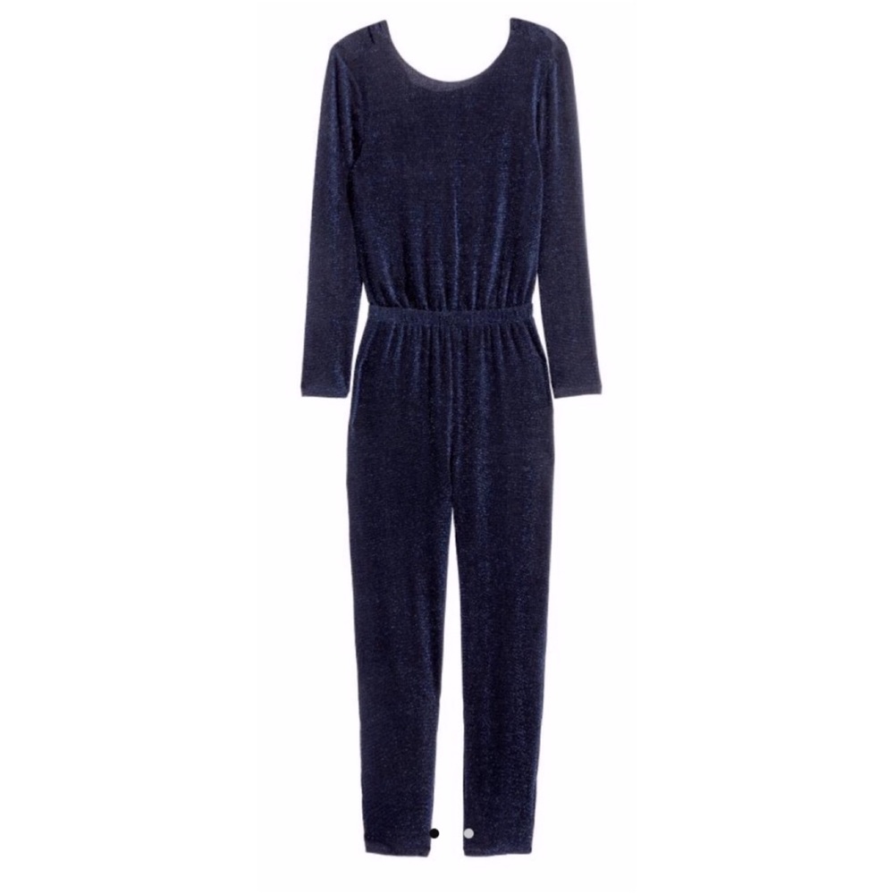 H&M New Year’s Eve NYE Metallic Blue Sparkle Jumpsuit